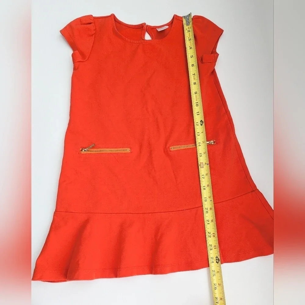 Gymboree Kids' (Size 8) Bright Orange Dress w/Gold Zippers & Ruffled Hem